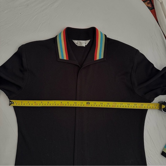 Misook black open cardigan striped collar/cuffs M - Picture 7 of 11